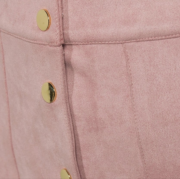 KatieJNYCMini Blush Suede Scallop Fit and Flare Autumn Skirt Size Medium - Picture 4 of 6